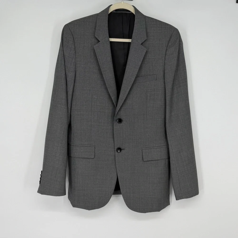 Theory Men Suit Jacket Blazer 36 Regular Gray Wool Blend Business Formal